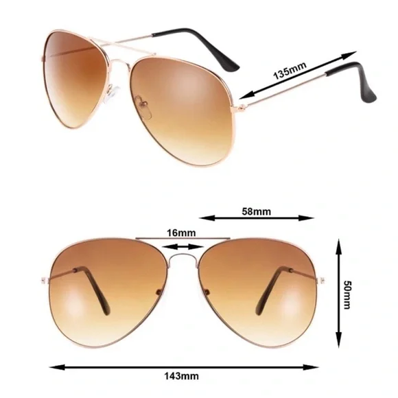 💥 CLEARANCE Classic Gold Frame Amber Brown Lens Aviator Sunglasses - Picture 4 of 4